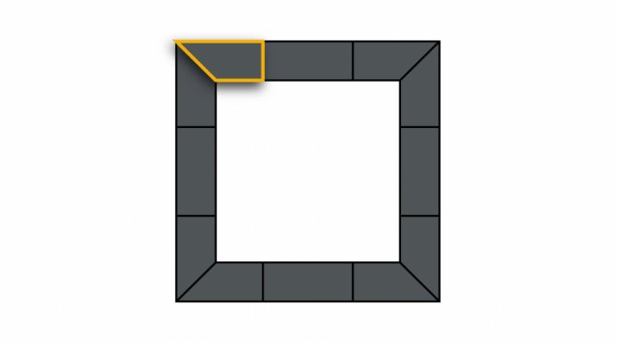Single tile impact protection EPDM, corner piece with miter on the left "grey"